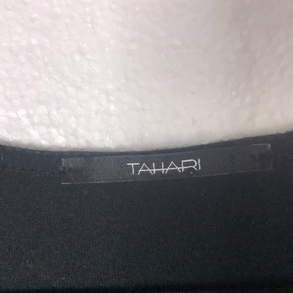 Tahari Sz S Black Wrap Knit Career Gathered Dress - Picture 2 of 8